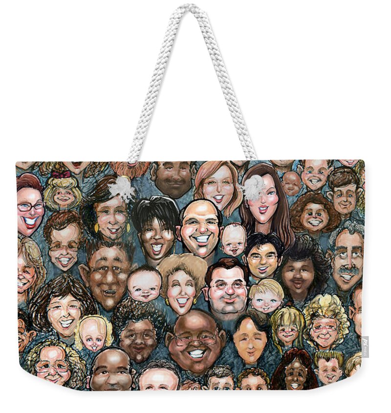 Face Weekender Tote Bag featuring the digital art Faces of Humanity by Kevin Middleton