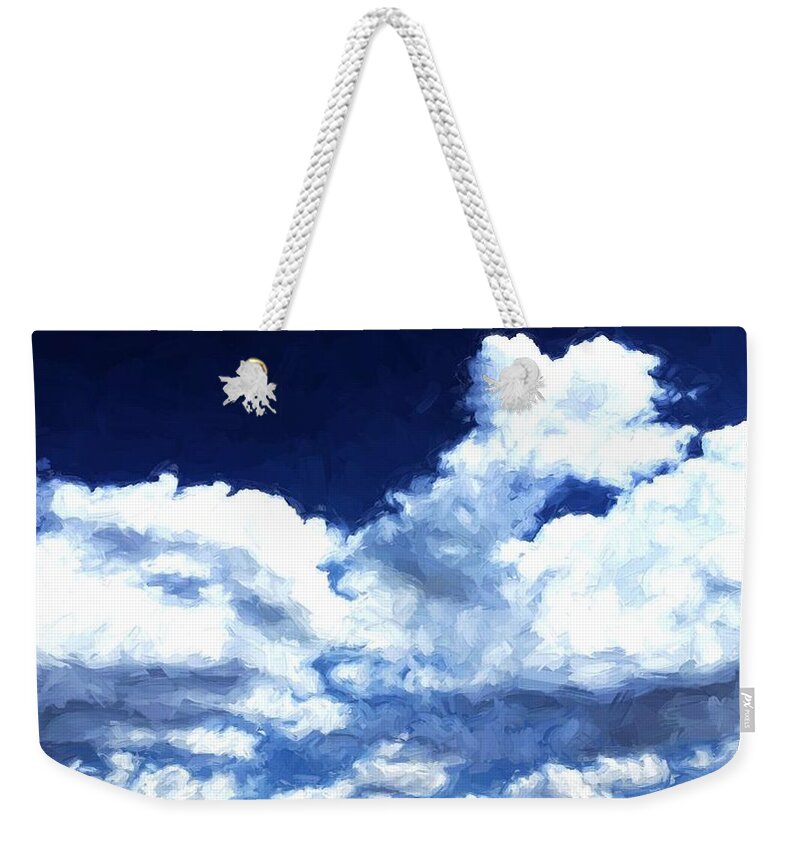 Clouds Weekender Tote Bag featuring the painting Fade To Blue by Jim Buchanan