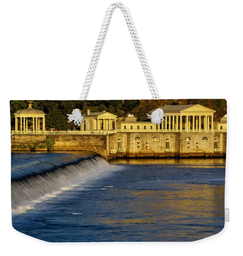 Fairmount Dam Weekender Tote Bag featuring the photograph Fairmount Water Works Park by Susan Candelario
