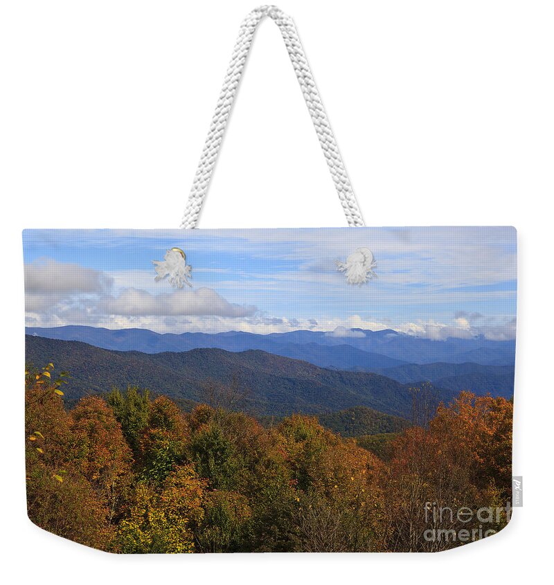 Blue Weekender Tote Bag featuring the photograph Fall in the Mountains by Jill Lang