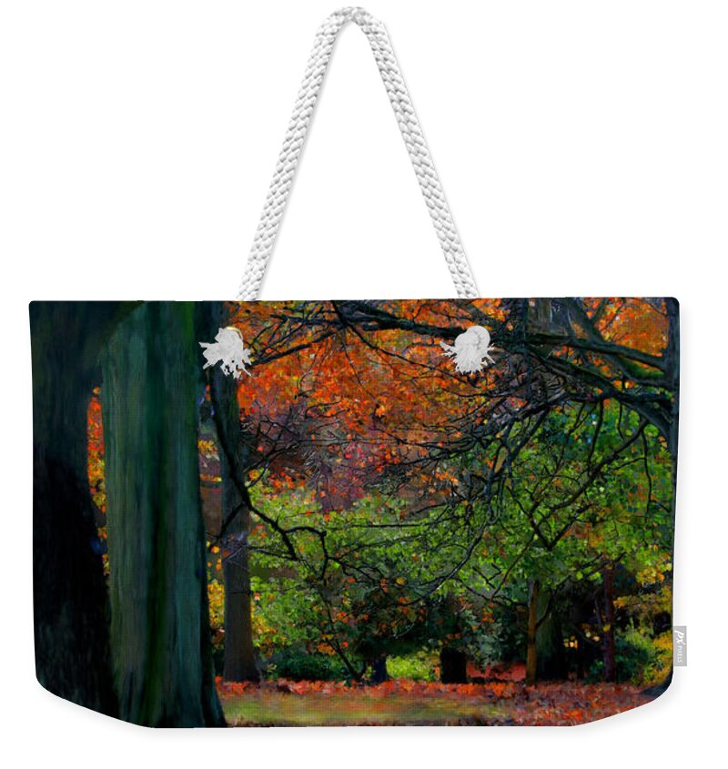Autumn Weekender Tote Bag featuring the painting Fall is Coming by Bruce Nutting