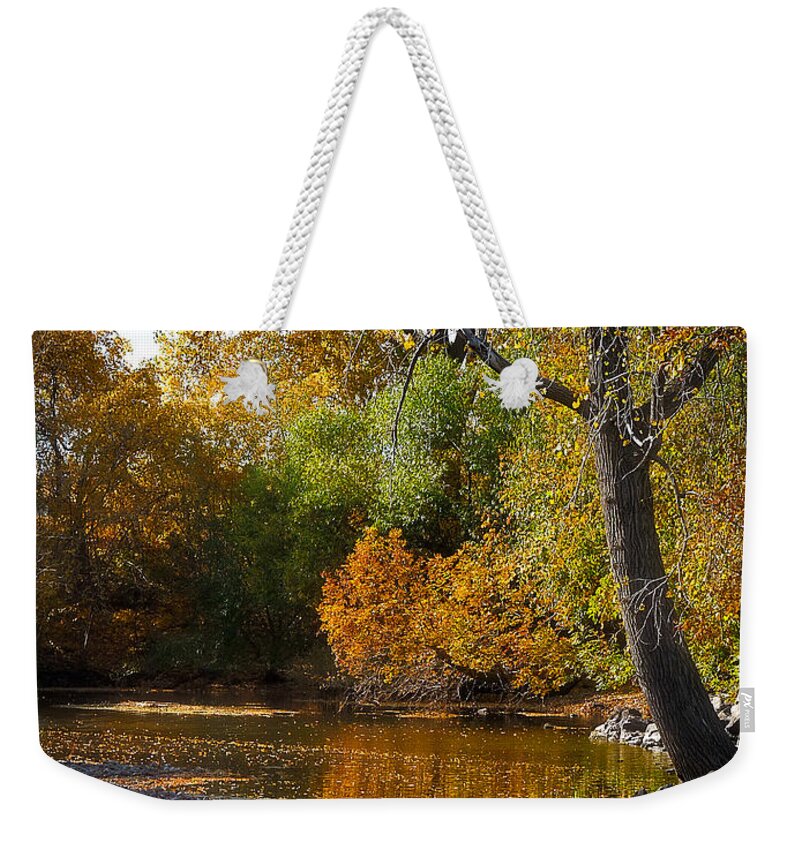 Leaves Weekender Tote Bag featuring the photograph Fall Reflections by Lucinda Walter