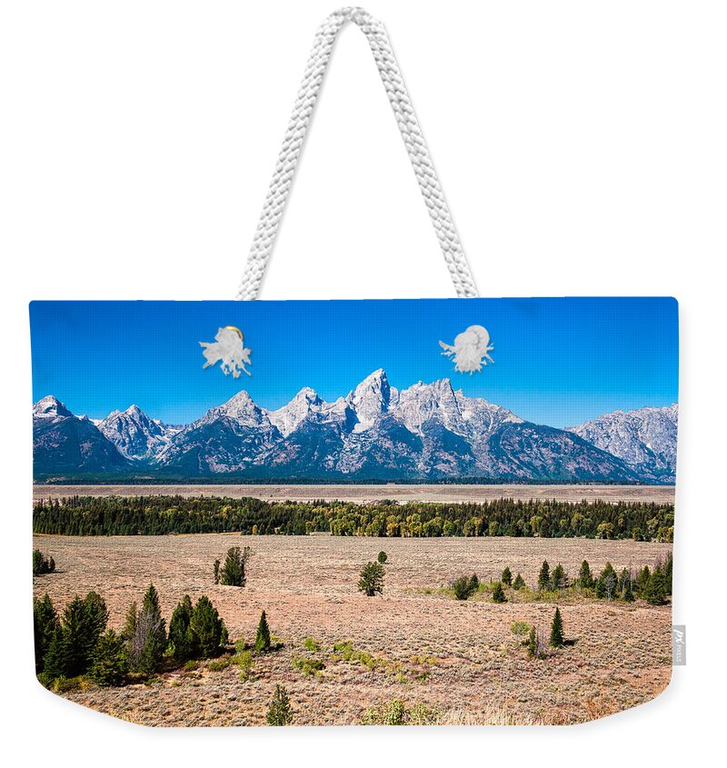 Tetons Weekender Tote Bag featuring the photograph Fall Tetons  by Lars Lentz