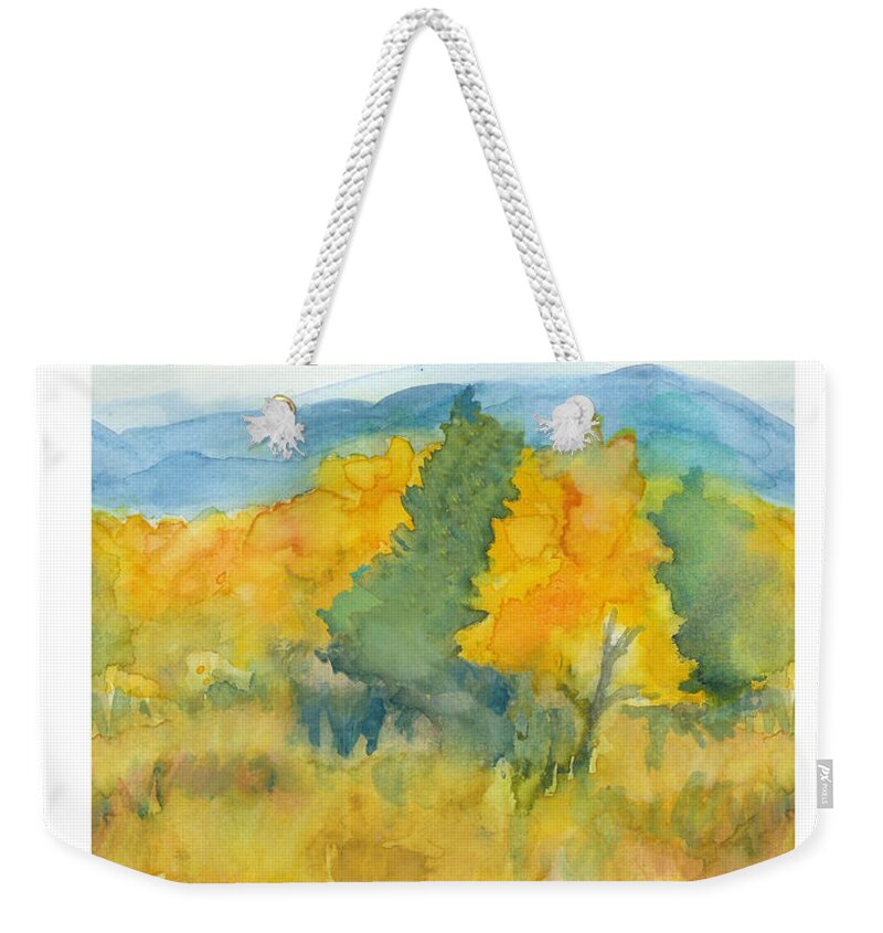 C Sitton Paintings Weekender Tote Bag featuring the painting Fall Trees by C Sitton