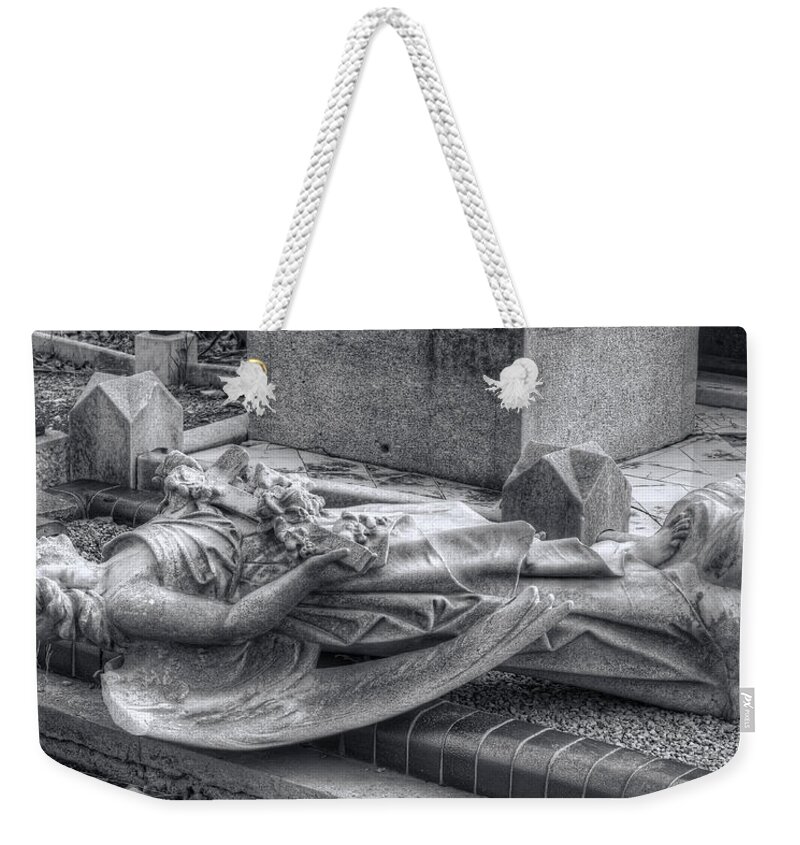 Graveyard Weekender Tote Bag featuring the photograph Fallen Angel by Wayne Sherriff