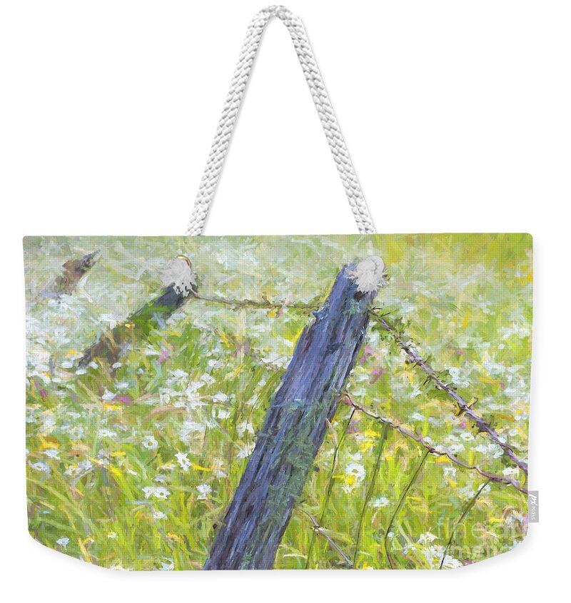 Wild Flowers Weekender Tote Bag featuring the photograph Falling Amongst the Flowers by Lori Dobbs