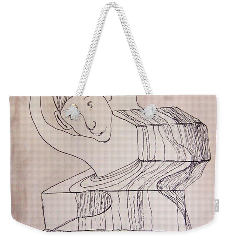 Woman Weekender Tote Bag featuring the painting Falling into form by Suzy Norris