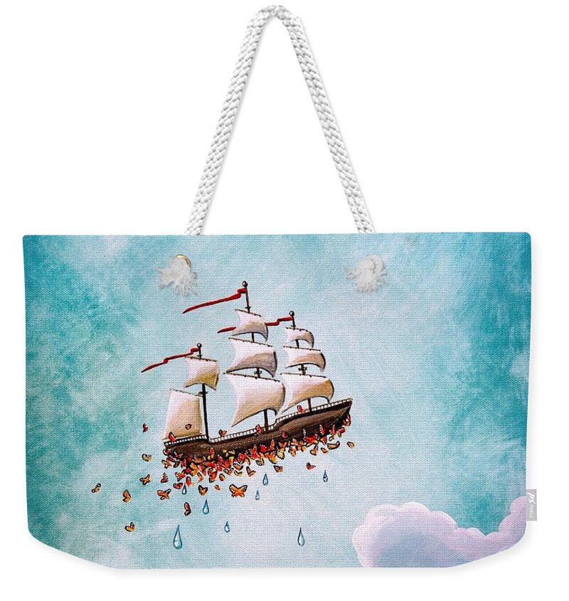Ship Weekender Tote Bag featuring the painting Fantastic Voyage by Cindy Thornton