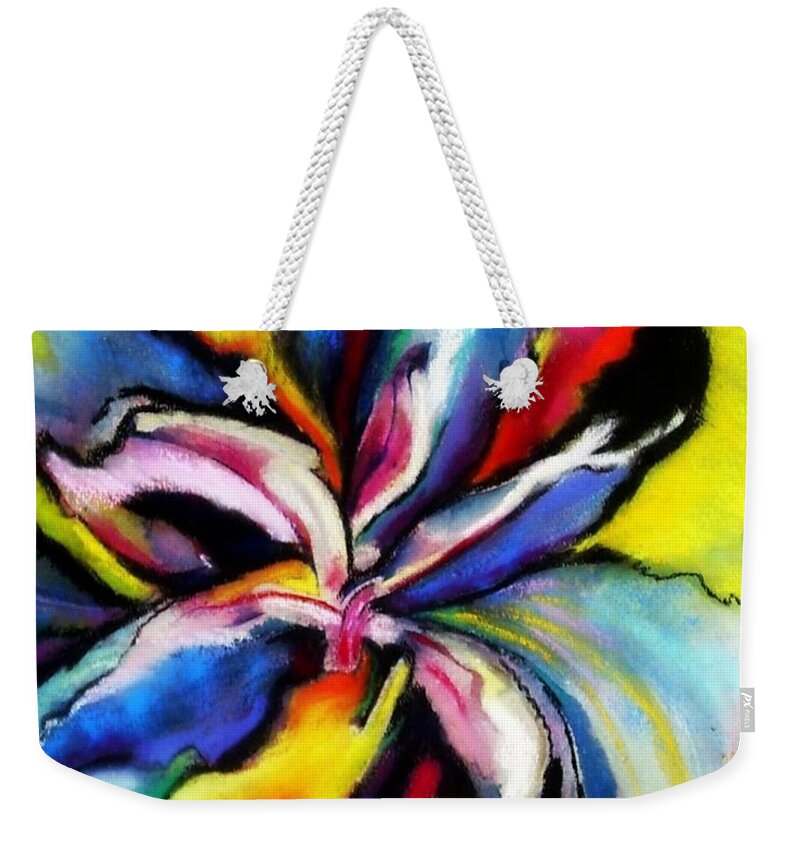 Bright Weekender Tote Bag featuring the painting Fantasy Orchid by Jodie Marie Anne Richardson Traugott     aka jm-ART