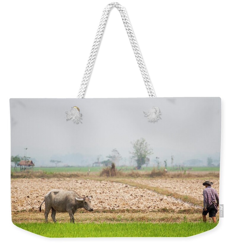 Three Quarter Length Weekender Tote Bag featuring the photograph Farmer In Chiang Sean by Jean-claude Soboul