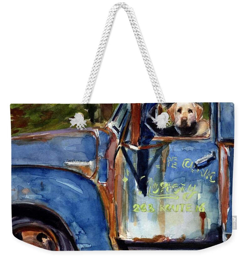 Dog Weekender Tote Bag featuring the painting Farmhand by Molly Poole