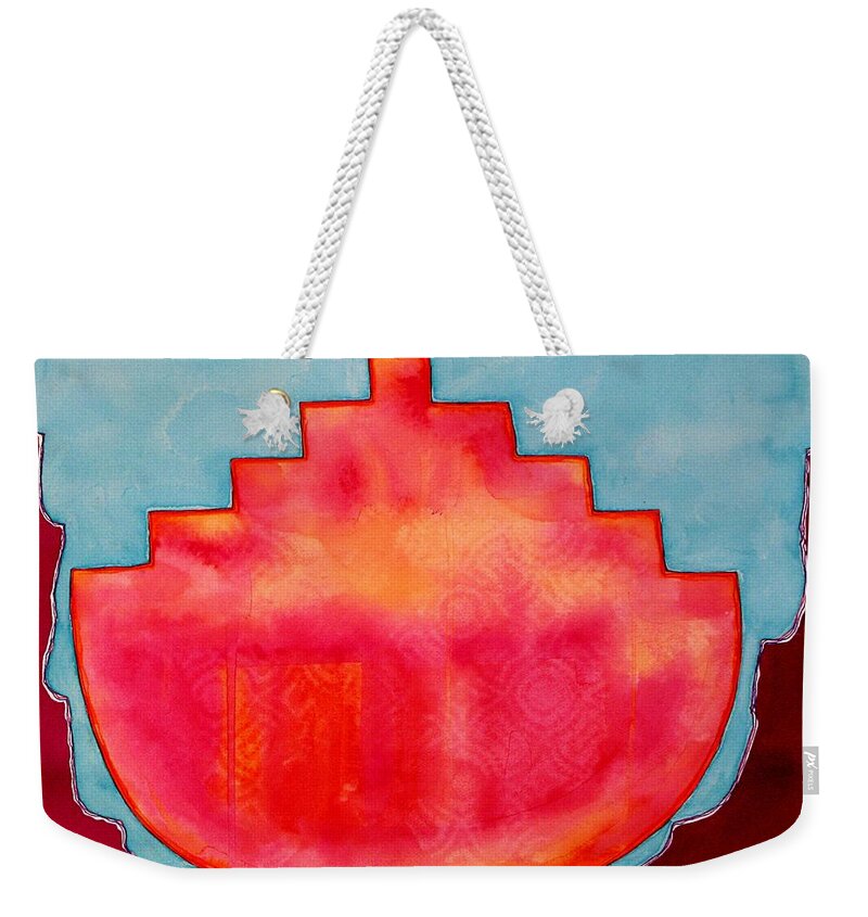 Painting Weekender Tote Bag featuring the painting Fat Sunrise original painting by Sol Luckman