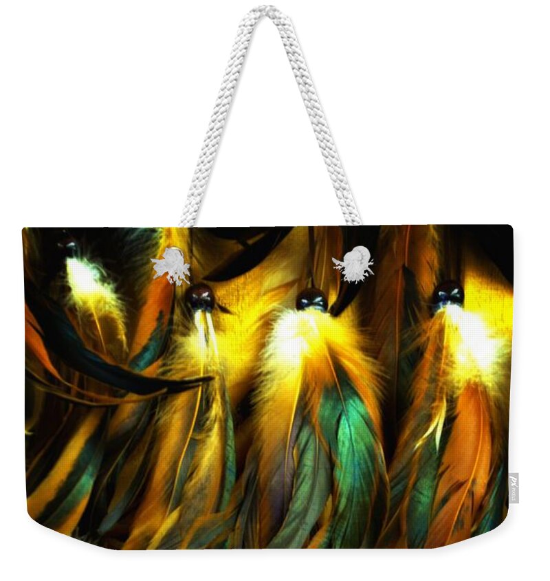 Newel Hunter Weekender Tote Bag featuring the photograph Feather Dancers by Newel Hunter