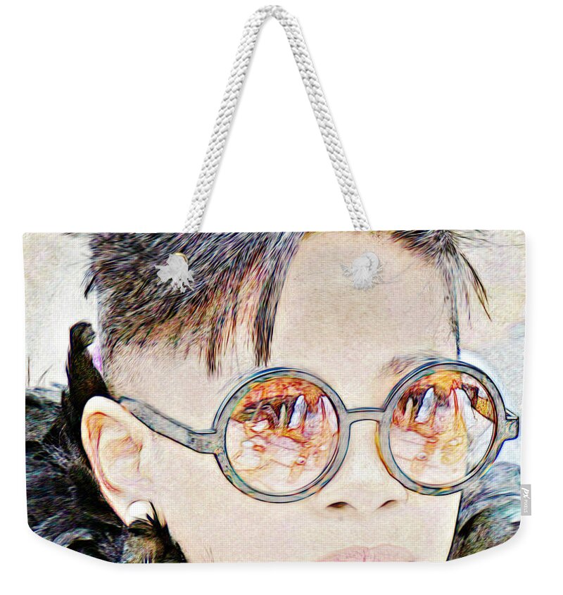 Feathers Weekender Tote Bag featuring the photograph Feathers and Reflections by Lilliana Mendez