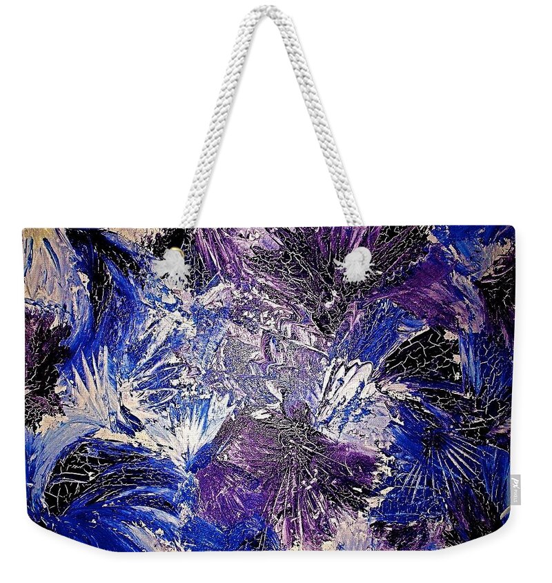 Painting Acrylics Prints Weekender Tote Bag featuring the painting Feathers In The Wind by Monique Wegmueller