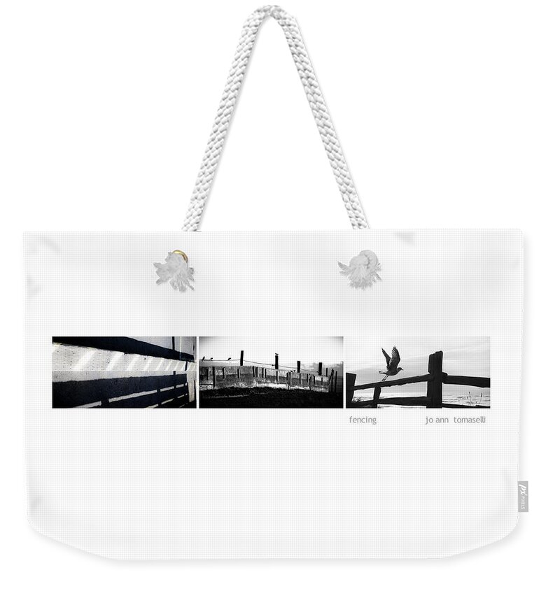 Fencing-triptych-art Weekender Tote Bag featuring the photograph Fencing Triptych Image Art by Jo Ann Tomaselli