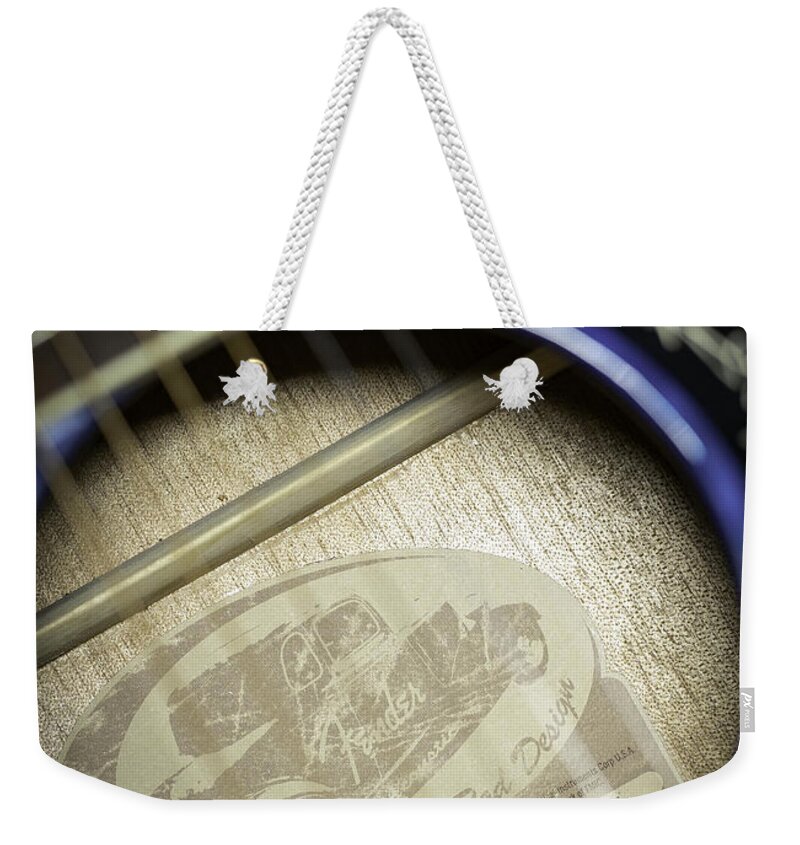 Fender Weekender Tote Bag featuring the photograph Fender Hot Rod Guitar Abstract by Glenn Gordon