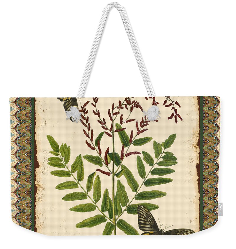 Plant Weekender Tote Bag featuring the digital art Fern Tapestry-D by Jean Plout