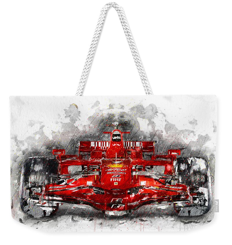 Race Car Weekender Tote Bag featuring the digital art Ferrari F1 by Gary Bodnar