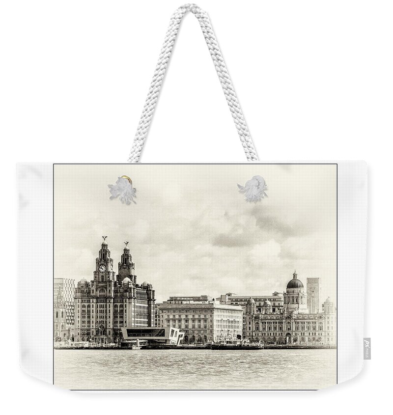 Liverpool Museum Weekender Tote Bag featuring the photograph Ferry at Liverpool terminal by Spikey Mouse Photography
