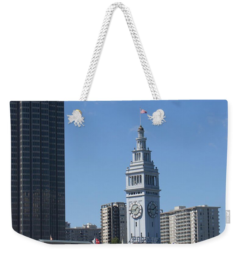 San Francisco Weekender Tote Bag featuring the photograph Ferry Building in San Francisco by Weir Here And There
