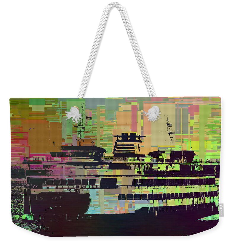 Abstract Weekender Tote Bag featuring the digital art Ferry Cubed 2 by Tim Allen