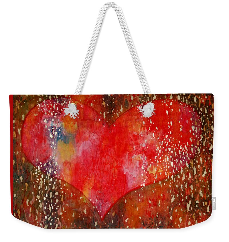 Festive Weekender Tote Bag featuring the painting Festive Heart by Lynda Hoffman-Snodgrass