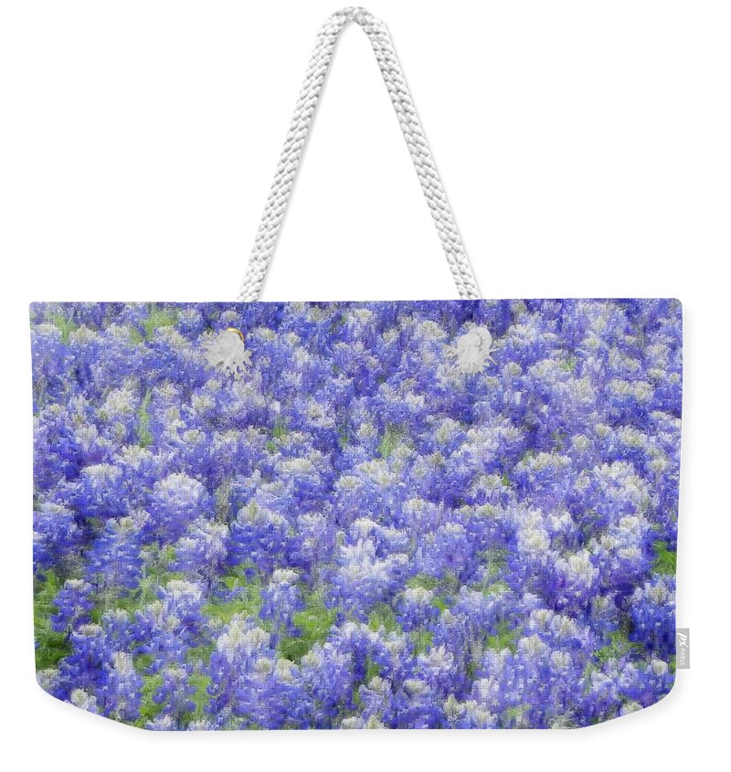 Bluebonnet Weekender Tote Bag featuring the photograph Field of Bluebonnets by Kathy Churchman