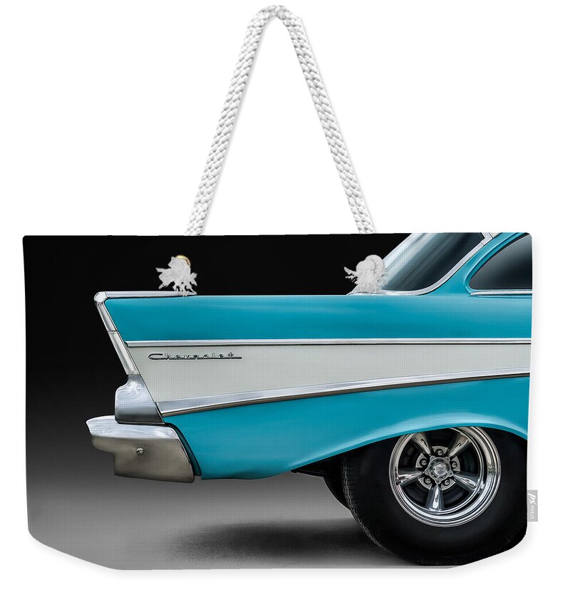 Car Weekender Tote Bag featuring the digital art Fifty-Seven by Douglas Pittman