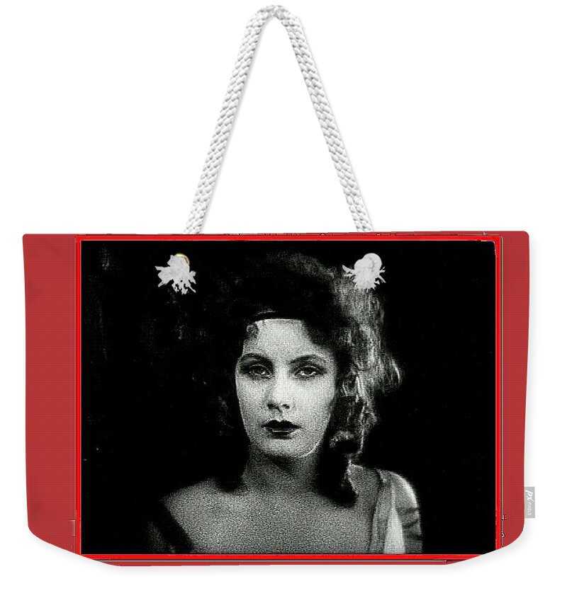 Film Homage Greta Garbo Gosta Berling 1924 Collage Color Added 2008 Weekender Tote Bag featuring the photograph Film homage Greta Garbo Gosta Berling 1924 collage color added 2008 by David Lee Guss