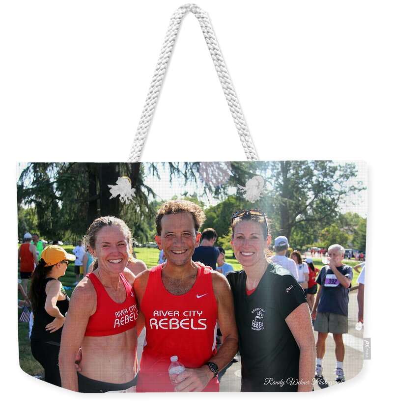 Alzheimer's 5k Run 2014 Weekender Tote Bag featuring the photograph Finish Line by Randy Wehner