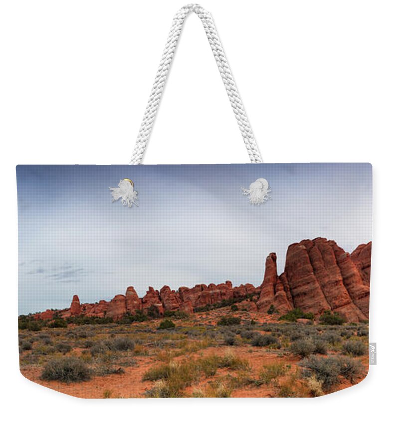 Scenics Weekender Tote Bag featuring the photograph Fins Near Sand Dune Arch, Arches by Fotomonkee