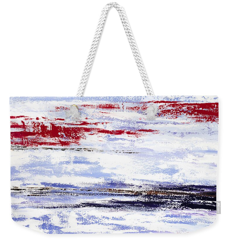 Abstract Weekender Tote Bag featuring the painting I C Red by Tamara Nelson