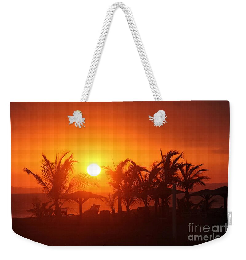 Panama Weekender Tote Bag featuring the photograph Fire Ball Sunset by Bob Hislop