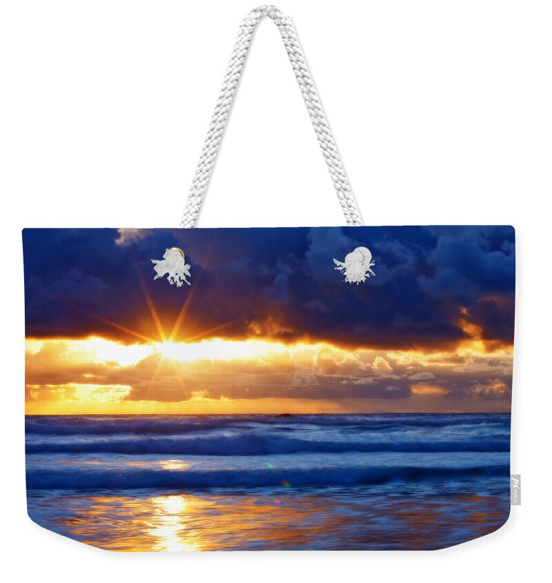 Sunset Weekender Tote Bag featuring the photograph Fire on the Horizon by Darren White