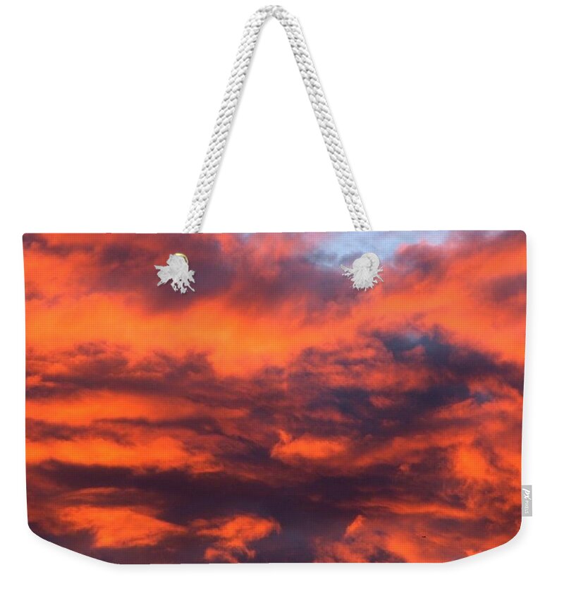 Oregon Weekender Tote Bag featuring the photograph Fire Sky by Chris Dunn