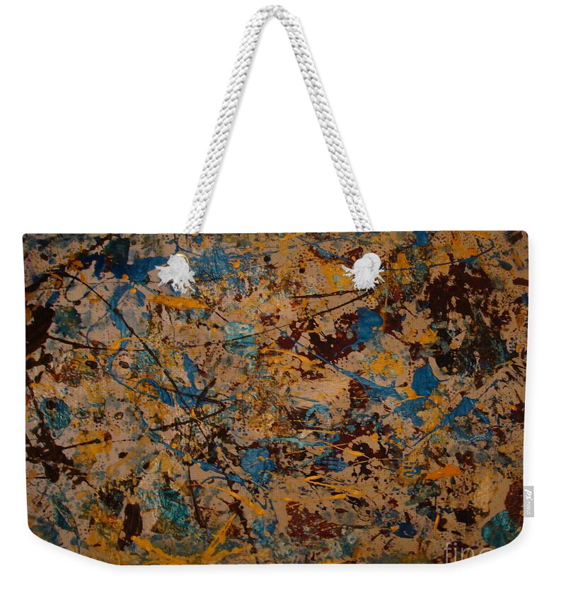 Time Weekender Tote Bag featuring the painting Fire Work by Fereshteh Stoecklein