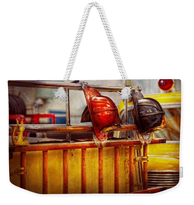 Savad Weekender Tote Bag featuring the photograph Fireman - Hat - Waiting for a Hero by Mike Savad