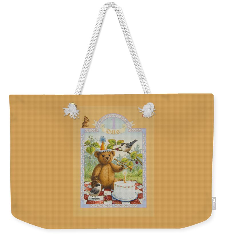 Birthday Weekender Tote Bag featuring the painting First Birthday by Lynn Bywaters