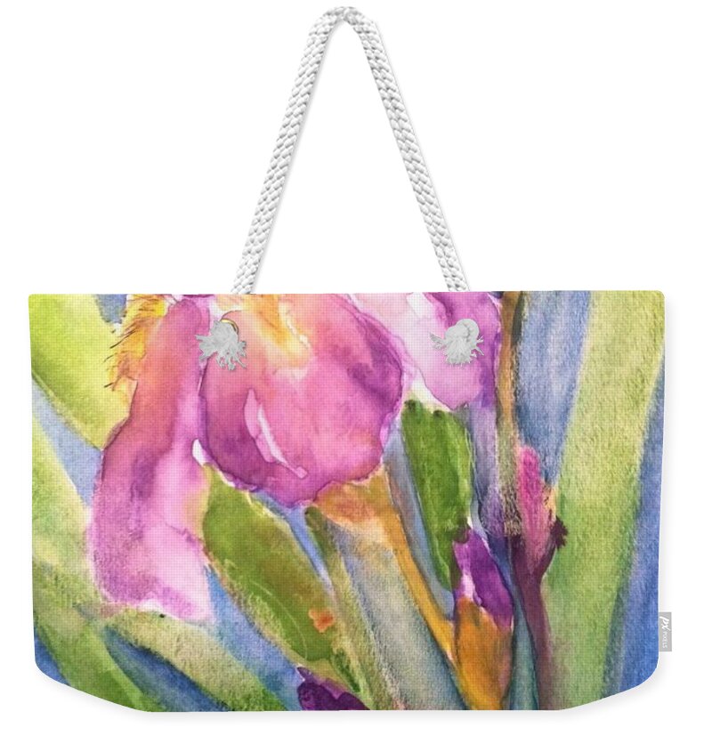 Owl Weekender Tote Bag featuring the painting First Bloom by Sherry Harradence