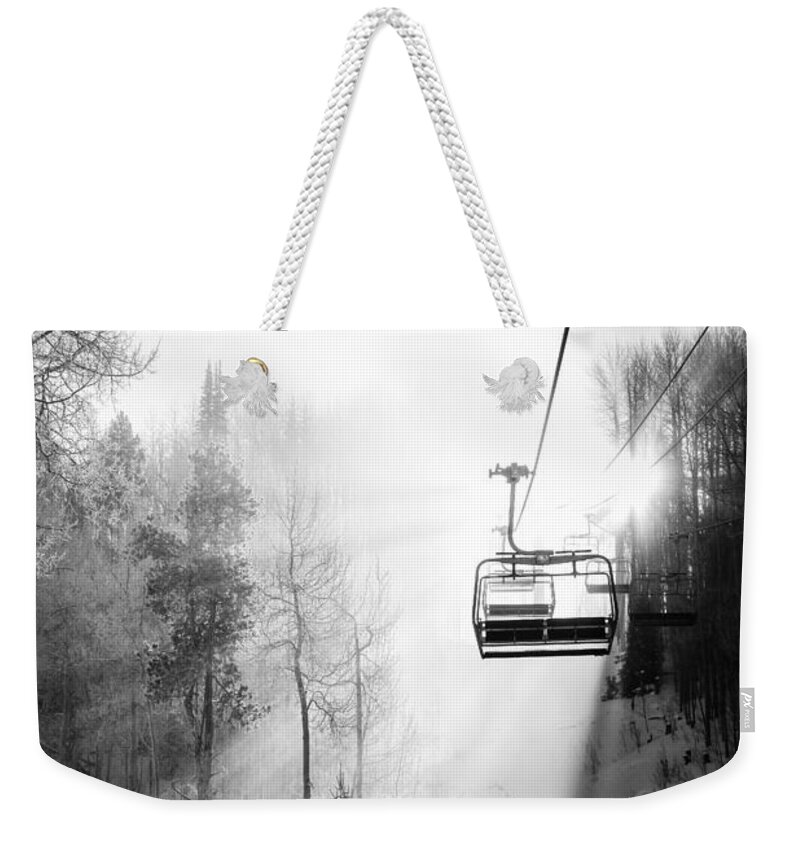 Vail Weekender Tote Bag featuring the photograph First Chair by Sean McClay