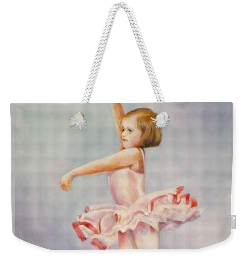 Ballerina Weekender Tote Bag featuring the painting First Recital by Cynthia Parsons
