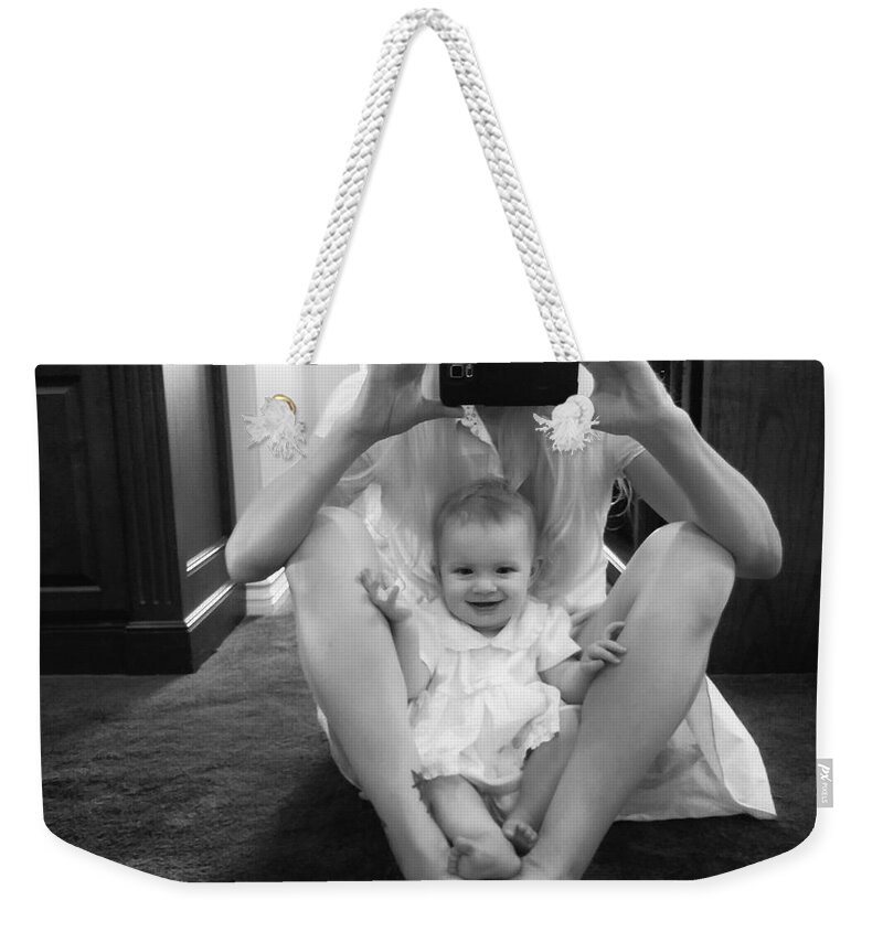 Selfie Weekender Tote Bag featuring the photograph First Selfies by Diana Haronis
