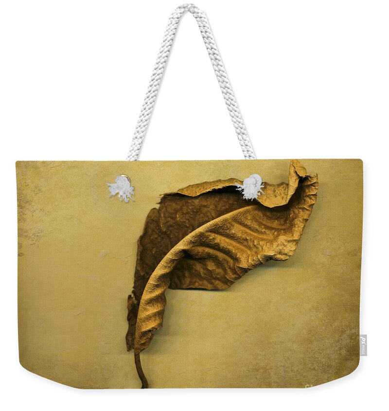 Leaf Weekender Tote Bag featuring the digital art First to Fall by Jan Bickerton