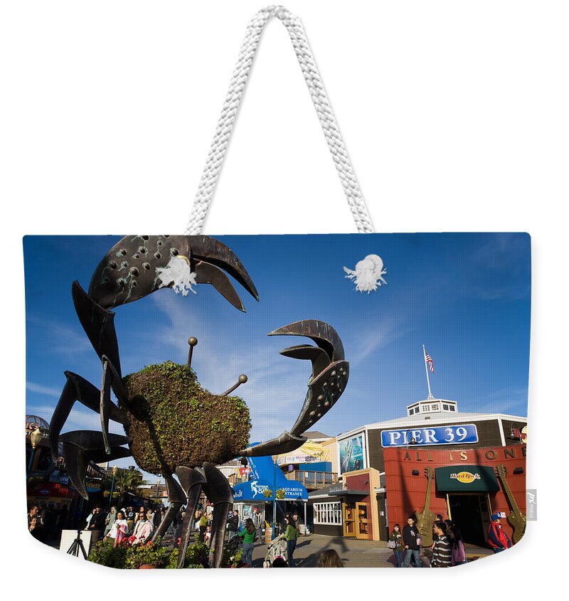 Giant Crab Weekender Tote Bag featuring the photograph Fishermans Wharf Crab by David Smith