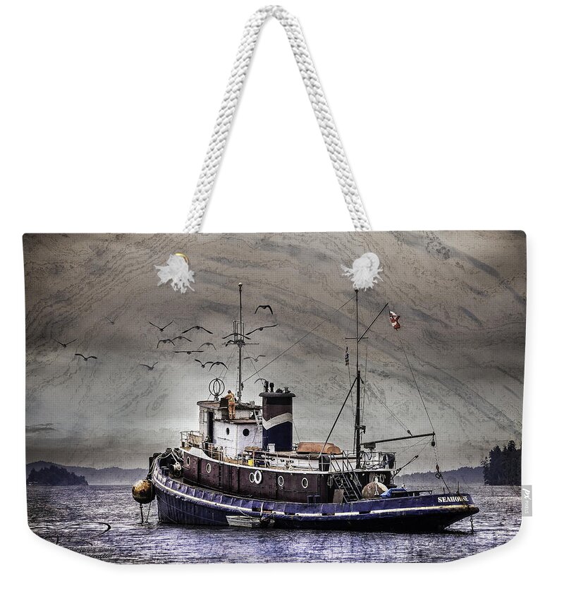 Fishing Boat Weekender Tote Bag featuring the mixed media Fishing boat by Peter V Quenter