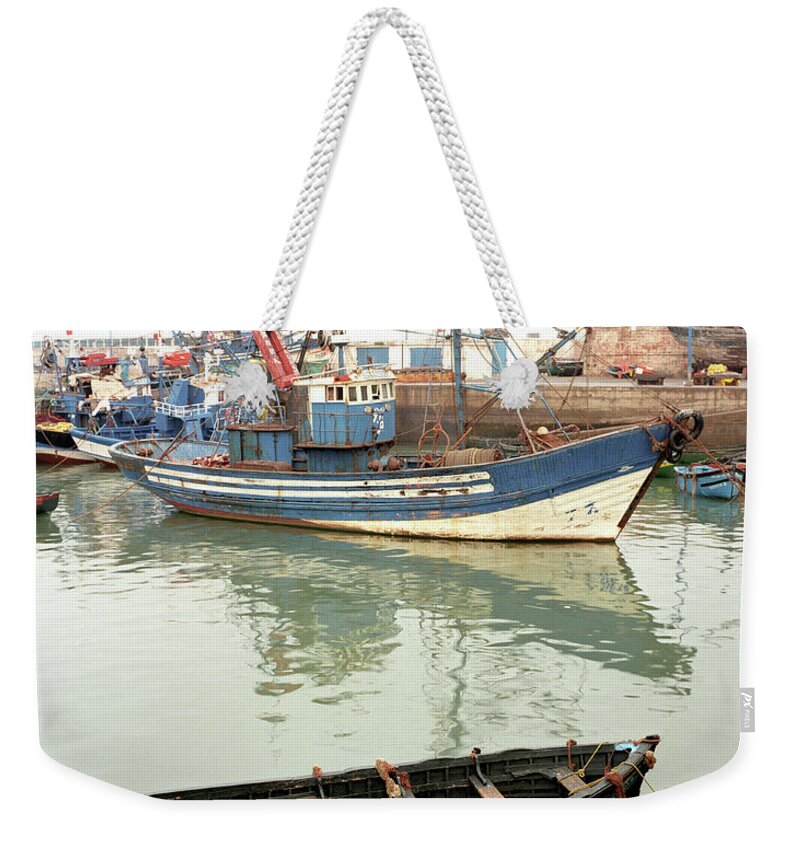 Tranquility Weekender Tote Bag featuring the photograph Fishing Boats In Harbor by Henglein And Steets