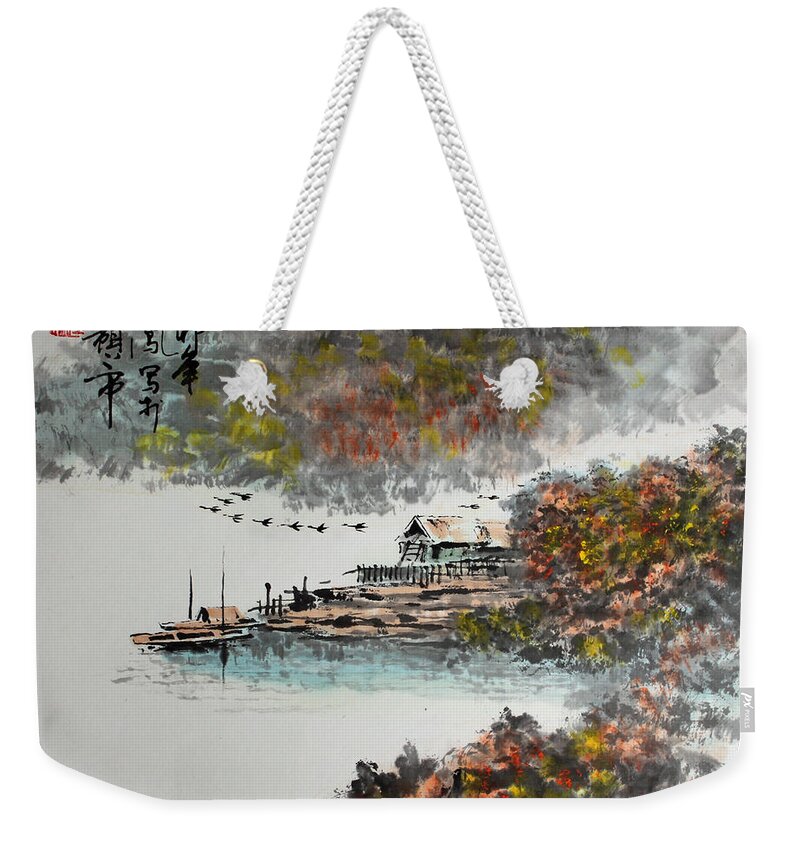 Autumn Weekender Tote Bag featuring the photograph Fishing Village in Autumn by Yufeng Wang