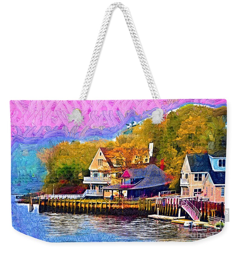 Harbor Weekender Tote Bag featuring the painting Fishing Village by Kirt Tisdale