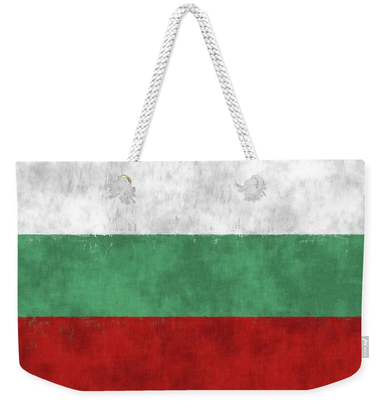 Abstract Weekender Tote Bag featuring the digital art Flag of Bulgaria by World Art Prints And Designs